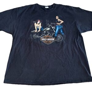 Harley-Davidson Shirt Black Biker Babe Pinup Girl Florida